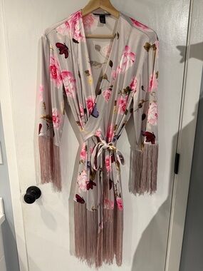 Victoria's Secret Pink Floral and butterflies  Fringe Robe